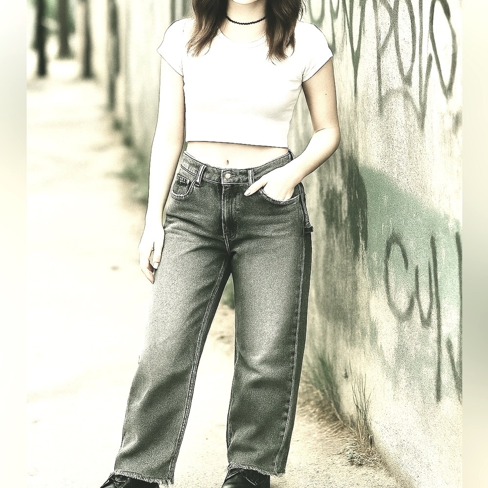 Classic High-Rise Wide Leg Women's Jeans - Gray